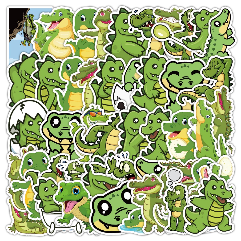 Set 50 Sticker chống nước hình Cá Sấu- Hình Dán Sticker Cắt Sẵn Trang ...