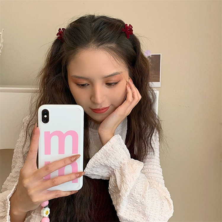 Set 2 Kẹp Tóc Mái Nơ Nhung Mini Phong Cách Hàn Quốc Phụ Kiện Tóc Nữ Emopli