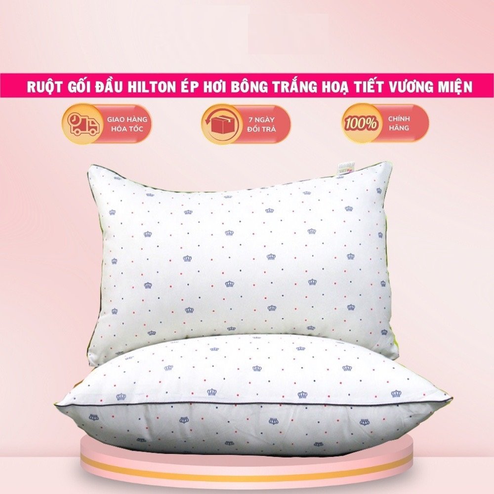 Ruột gối bông gòn hoạ tiết vương miện kích thước 45x65 êm ái nâng niu giấc ngủ