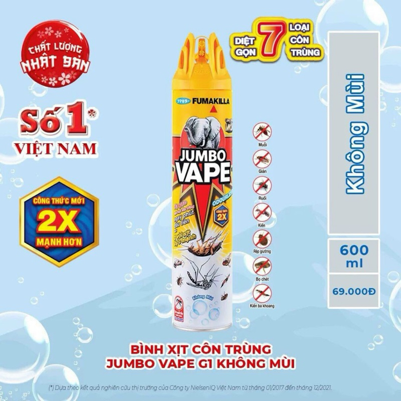 Xịt Muỗi & Côn Trùng JUMBO VAPE 600ml