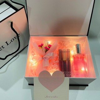 (SWL) Combo hộp túi quà kèm phụ kiện và son bộ 3 xinh xắn, quà tặng valentine, sinh nhật ý nghĩa