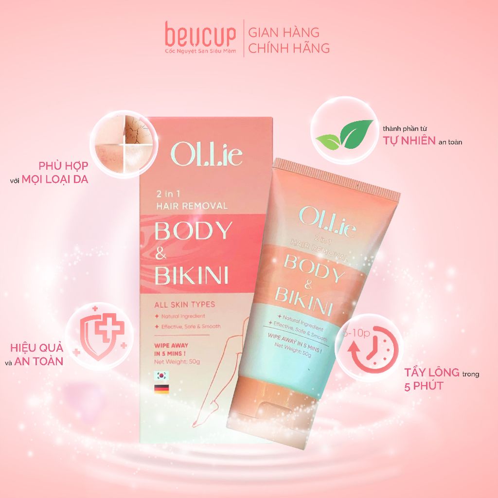 Ảnh Kem tẩy lông OLLIE , tẩy lông vùng cô bé, nách, tay, chân, triệt lông an toàn không đau rát 50ml 1