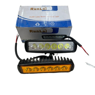 Đèn led tăng sáng ô tô, Đèn led 1 hàng 6 bóng Runlai 2 màu trắng, vàng.
