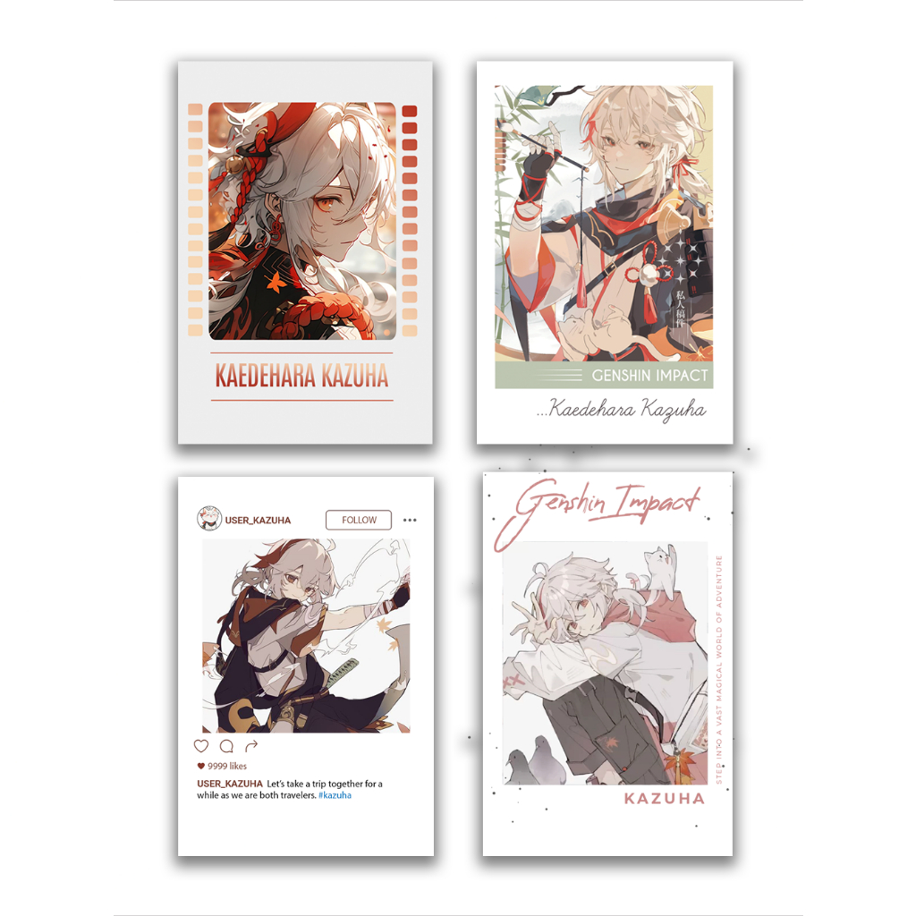 Pack 4 card pola nhân vật Kaedehara Kazuha game Genshin Impact | Shopee ...