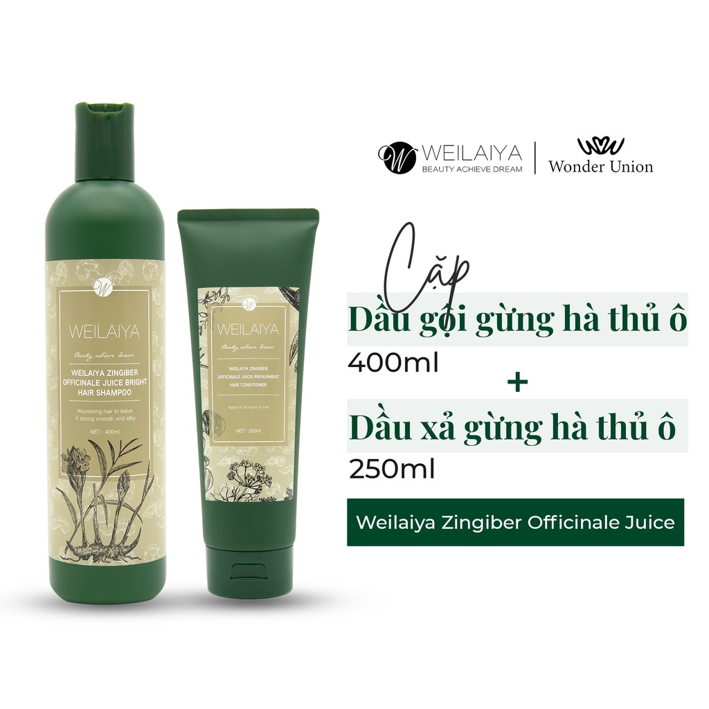 Ảnh Cặp dầu gội xả tóc thảo dược Weilaiya gừng hà thủ ô giúp dưỡng đen và kích thích mọc tóc NEW 3