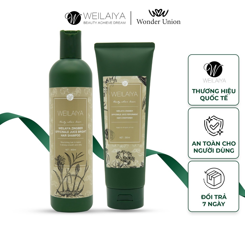 Ảnh Cặp dầu gội xả tóc thảo dược Weilaiya gừng hà thủ ô giúp dưỡng đen và kích thích mọc tóc NEW 2