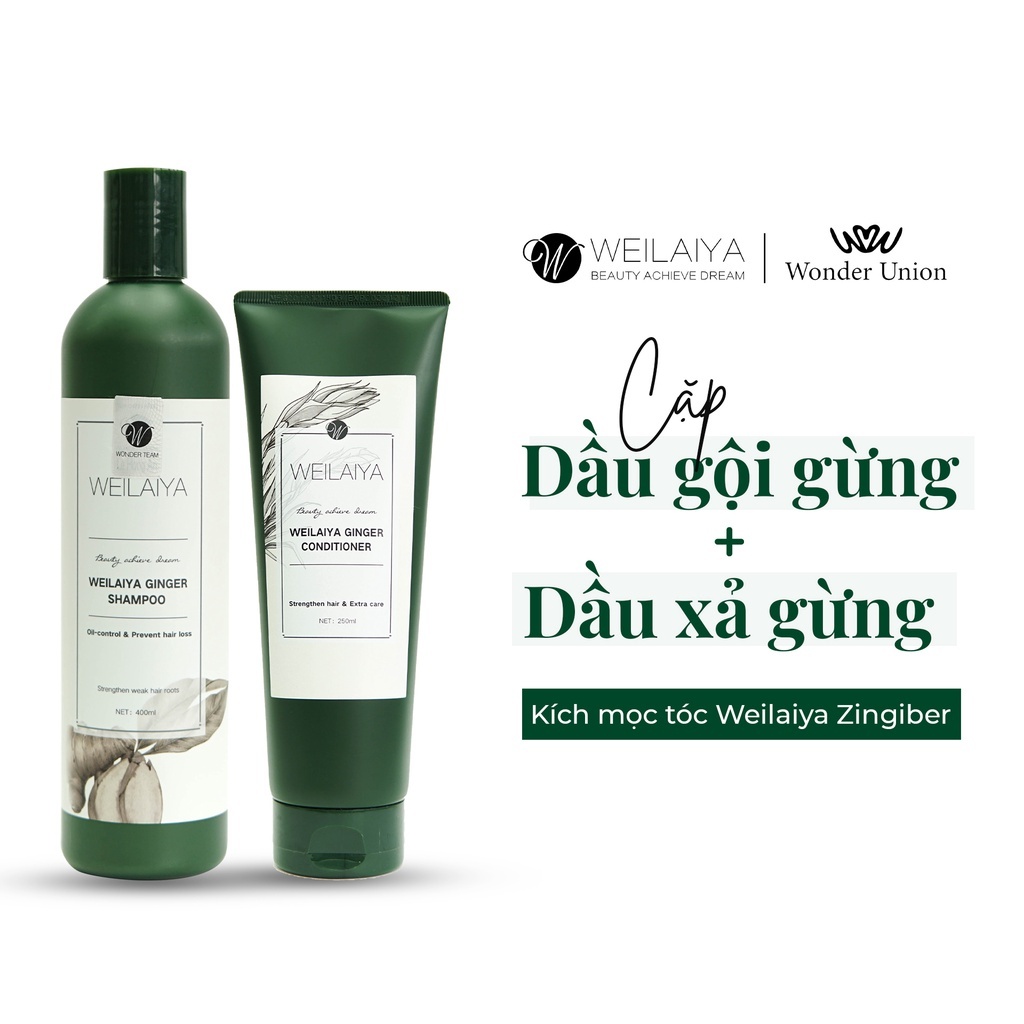 Ảnh Cặp dầu gội đầu và dầu xả tóc thảo dược Weilaiya gừng trắng giúp ngăn rụng và kích thích mọc tóc kèm quà tặng 2