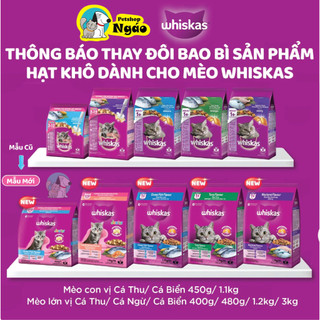 WHISKAS 400g - Thức ăn hạt có nhân cho mèo cá biển và cá thu __ Whiskas Hạt Gói 400g __