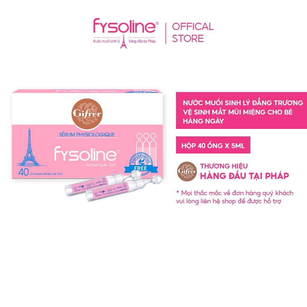 Product image Fysoline - Nước muối sinh lý Pháp - Vệ sinh mắt, mũi, miệng cho bé - Hộp 40 ống x 5ml