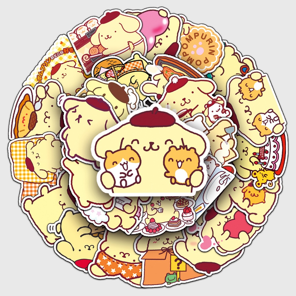 Sticker chó pudding Pompompurin sanrio dán mũ bảo hiểm,guitar,ukulele ...
