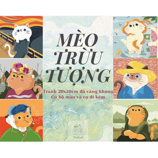 Tranh tô màu theo số Size mini 20x20cm Mèo trừu tượng