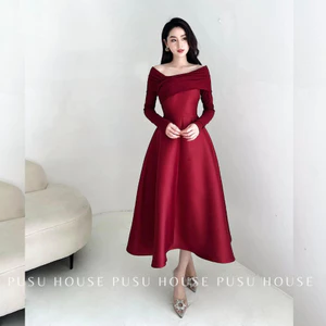 Đầm thiết kế dự tiệc nữ tay dài trễ vai sang trọng thanh lịch