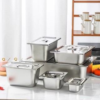 Khay inox đựng thức ăn 1/1, 1/2 có nắp Chubby Chef - Khay buffet đựng topping, thực phẩm (sâu 6.5-20cm)