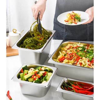 Khay inox đựng thức ăn 1/1, 1/2 có nắp Chubby Chef - Khay buffet đựng topping, thực phẩm (sâu 6.5-20cm)