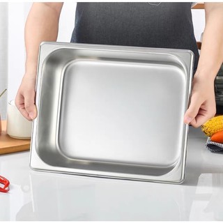 Khay inox đựng thức ăn 1/1, 1/2 có nắp Chubby Chef - Khay buffet đựng topping, thực phẩm (sâu 6.5-20cm)