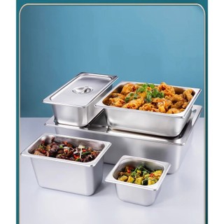 Khay inox đựng thức ăn 1/1, 1/2 có nắp Chubby Chef - Khay buffet đựng topping, thực phẩm (sâu 6.5-20cm)