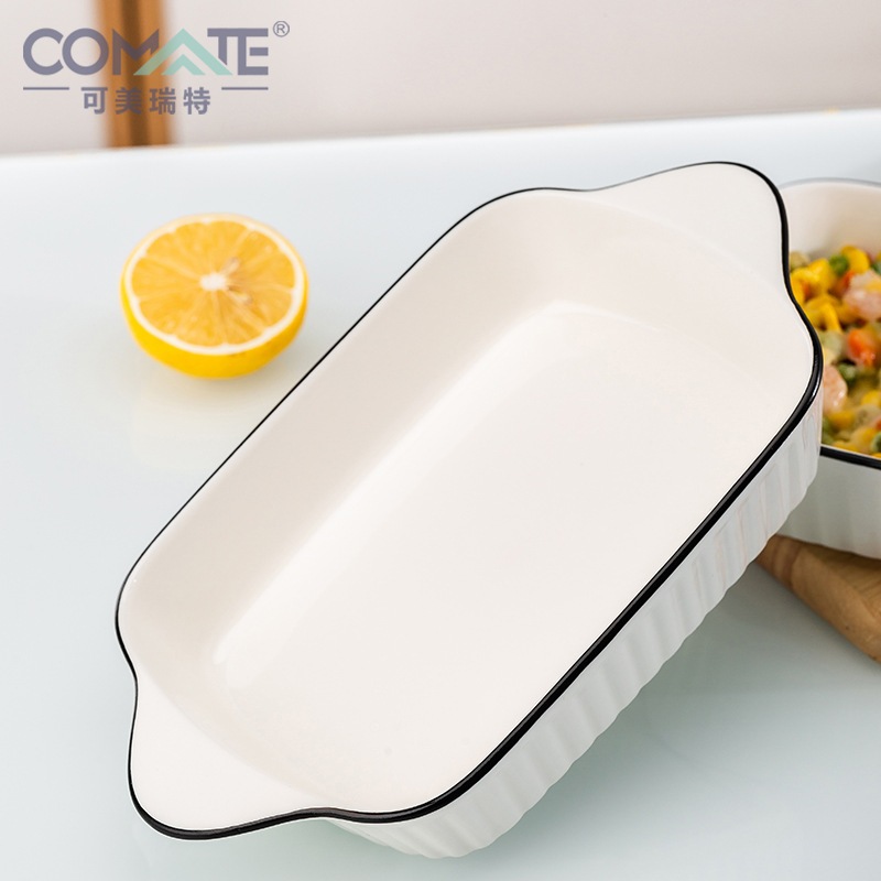 Dĩa dài sứ tròn viền đen xoài 10 sâu 27cm