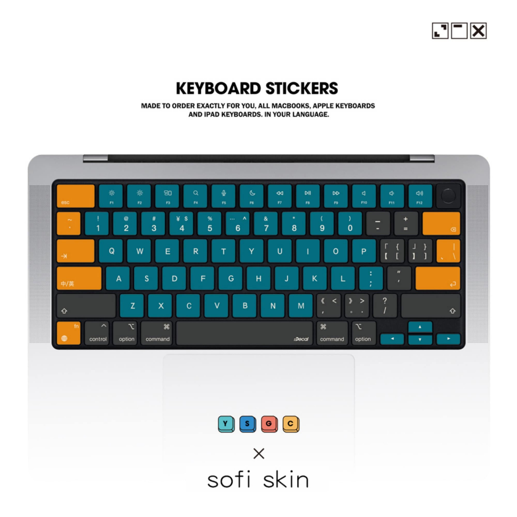 Miếng Dán Trang Trí Bàn Phím Laptop Macbook - Bản Đơn Giản Xanh Vàng ...