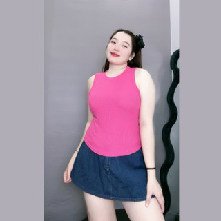 Áo thun ba lỗ bigsize dáng dài áo sát nách cổ tròn vải gân tăm co giãn tốt cho Chubby - G8