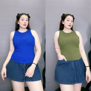 Áo thun ba lỗ bigsize dáng dài áo sát nách cổ tròn vải gân tăm co giãn tốt cho Chubby - G8