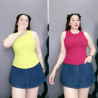 Áo thun ba lỗ bigsize dáng dài áo sát nách cổ tròn vải gân tăm co giãn tốt cho Chubby - G8