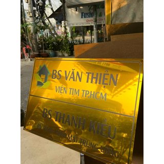 BẢNG, BIỂN CÔNG TY, Alcorest Vàng Gương in UV nội dung, ngoài trời