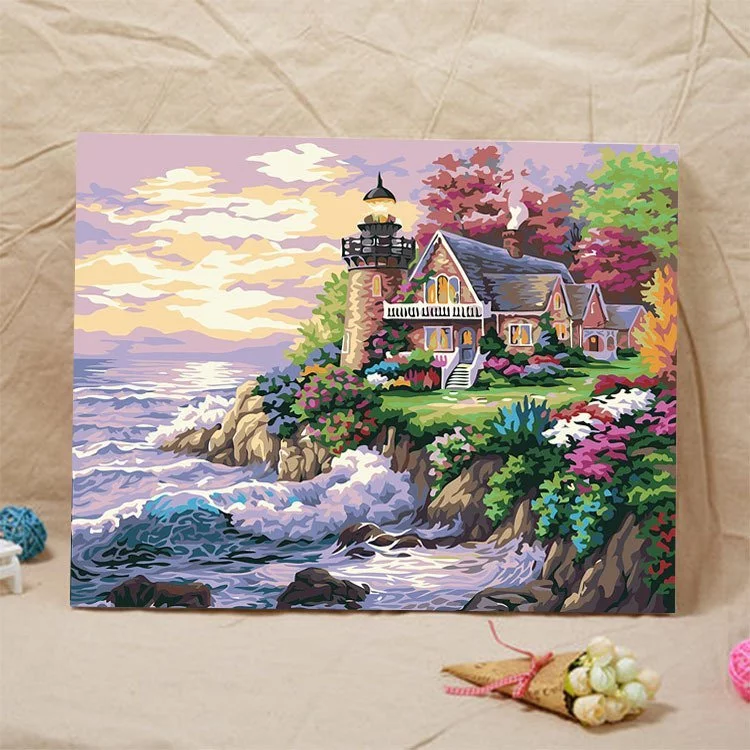 (XẢ KHO) Tranh Số Hóa , tranh sơn dầu 30*40cm CÓ KHUNG VÀ DỤNG CỤ VẼ - Tranh số hóa phong cảnh
