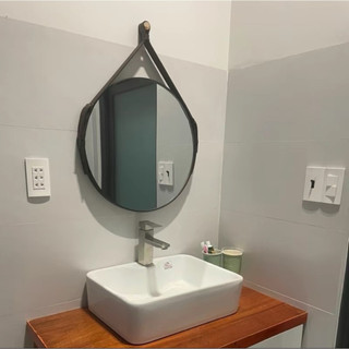 Gương Treo Tường Viền Dây Da Trang Điểm, Gương tròn trang điểm có 2 màu dây Diamond Mirror