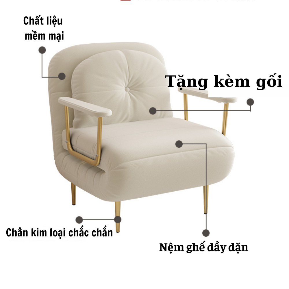 Giường sofa gấp gọn 2 trong 1 khung thép chắc chắn,Ghế sofa giường đa năng chẩt liệu Vải nhung cao cấp Hiện Đại