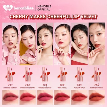 Son Kem Lì Như Nhung Cherry Hàn Quốc Barenbliss Dạng Kem Mịn Mượt Không Khô Môi Lâu Trôi Chống Nước Lip Velvet 2.5g