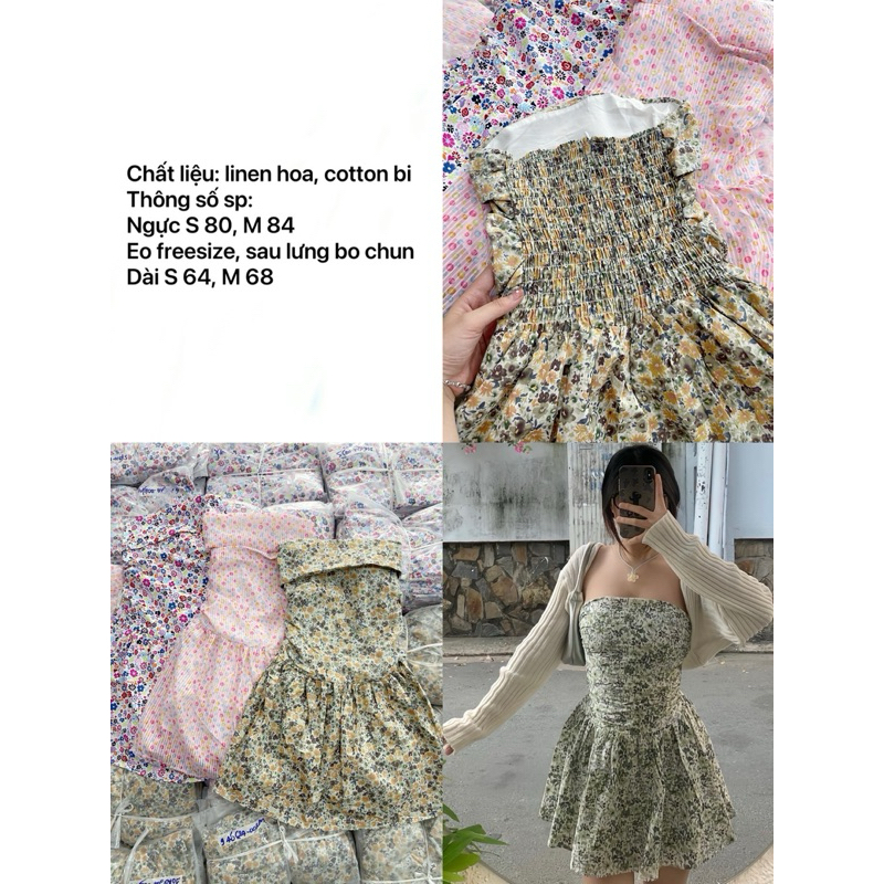Đầm ống- Đầm cúp ngực dáng xoè hoạ tiết hoa GAGA DRESS