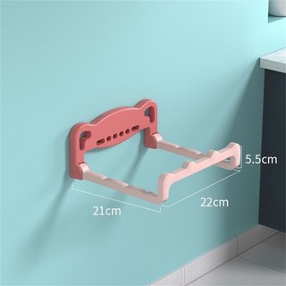 Giá treo thau chậu nhà tắm bằng nhựa dán tường không cần khoan có móc để đồ đa năng đi kèm gấp gọn.