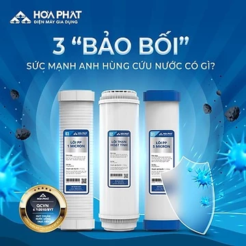 [Mã SPHACL10 giảm 6% đơn 1TR2] Bộ 3 lõi lọc thô Hòa Phát chính hãng - Dùng cho mọi máy lọc nước RO