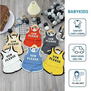 COMBO 5 bộ quần áo ba lỗ sun chất liệu cotton cho bé trai bé gái in sun màu ngẫu nhiên - BABYKIDS