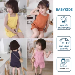 BỘ Hai Dây Bé Gái Màu Trơn Chất Liệu Cotton Hottrend 2024 Màu Ngẫu Nhiên - BABYKIDS