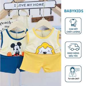 Bộ ba lỗ thun lạnh cho bé trai bé gái in hình ngộ nghĩnh chất liệu thoáng mát hottrend Hàn Quốc 2024- BABYKIDS