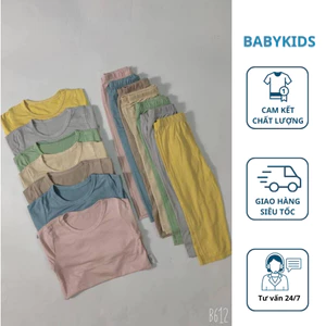 Bộ thun lạnh dài tay cho bé trai bé gái màu trơn hottrend Hàn Quốc 2024 màu ngẫu nhiên không chọn màu- BABYKIDS