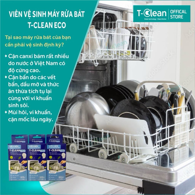Hộp 3 Viên Vệ Sinh Lông Máy Rửa Bát TClean (T-Clean)/ 35g/viên loại bỏ ...