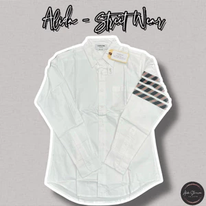 ⚡️[Hight Quality] Áo Sơ Mi Thom Br - Check 4 Vạch Xám Kẻ Màu Was Rách Sang Trọng - TB Loại 1 Vải Oxford Nam Nữ