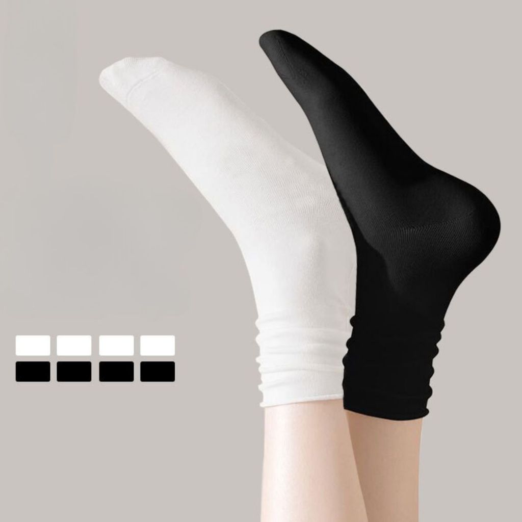 Tất nữ cổ cao chất cotton mỏng, Vớ nữ trơn co dãn tốt phong cách hàn quốc phụ kiện thời trang Styley