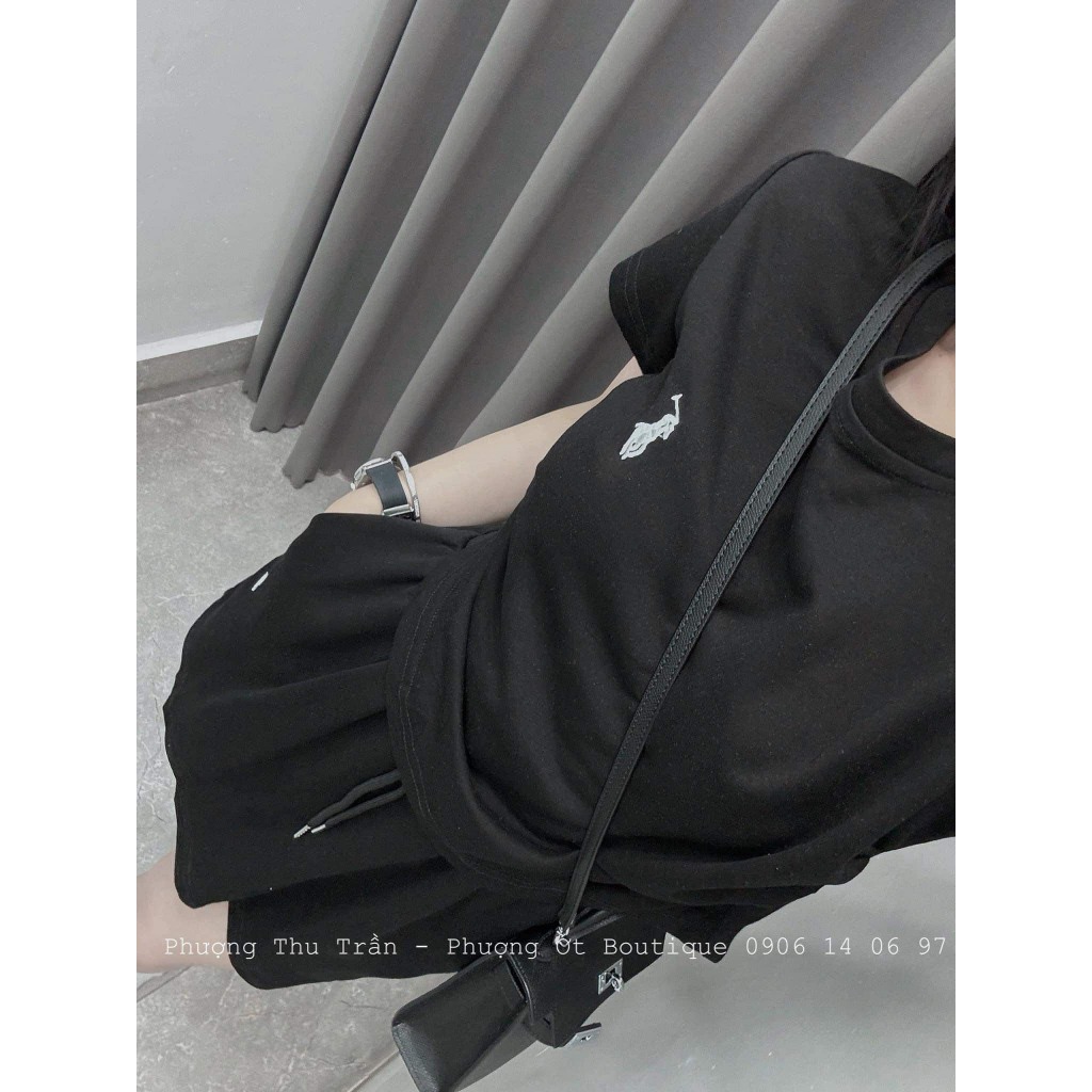 Set áo cộc tay cổ tròn kèm chân váy cạp chun dáng chữ A, Set bộ nữ tay cộc phối chân váy dáng ngắn thể thao năng động