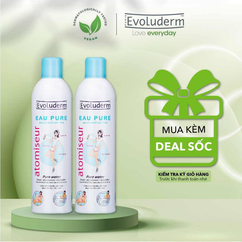 Ảnh Bộ 2 Xịt khoáng dưỡng da cấp ẩm Evoluderm Atomiseur Eau Pure 400ml/chai 3