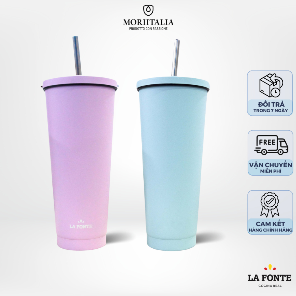 Ảnh Ly giữ nhiệt Pastel La Fonte, Dung tích 710ml, Thép không gỉ SUS304, Kèm Ống Hút - MORIITALIA 012508 3