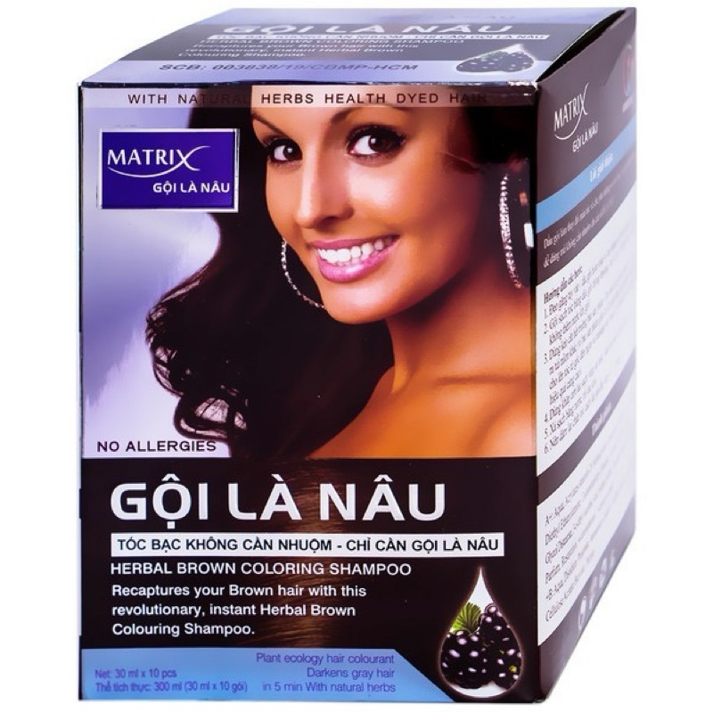 Dầu gội nhuộm tóc Gội Là Nâu ( Gội là Đen ) Matrix hộp 10 gói