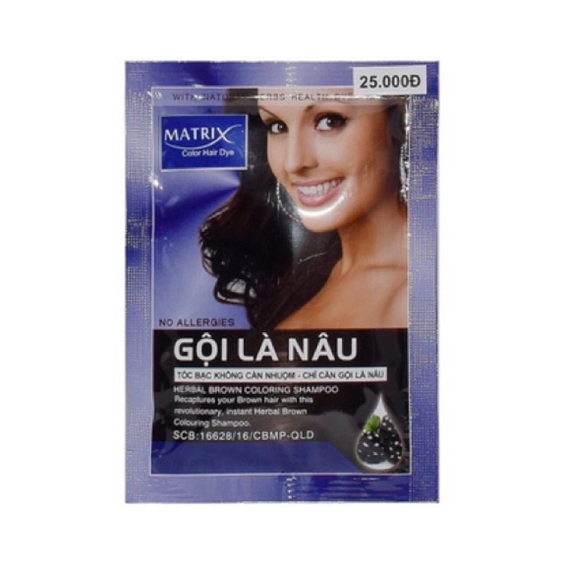 Dầu gội nhuộm tóc Gội Là Nâu ( Gội là Đen ) Matrix hộp 10 gói