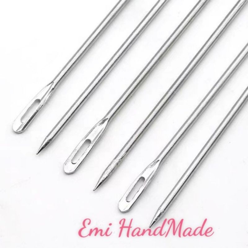 SET 5 CÁI Kim Khâu Len kim loại - Đầu tù - đầu nhọn - đầu cong - giấu len thừa - ráp thú bông
