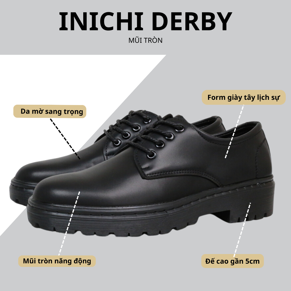 Ảnh Giày derby da nam thời trang INICHI G1115 thiết kế da lì đế cao 1