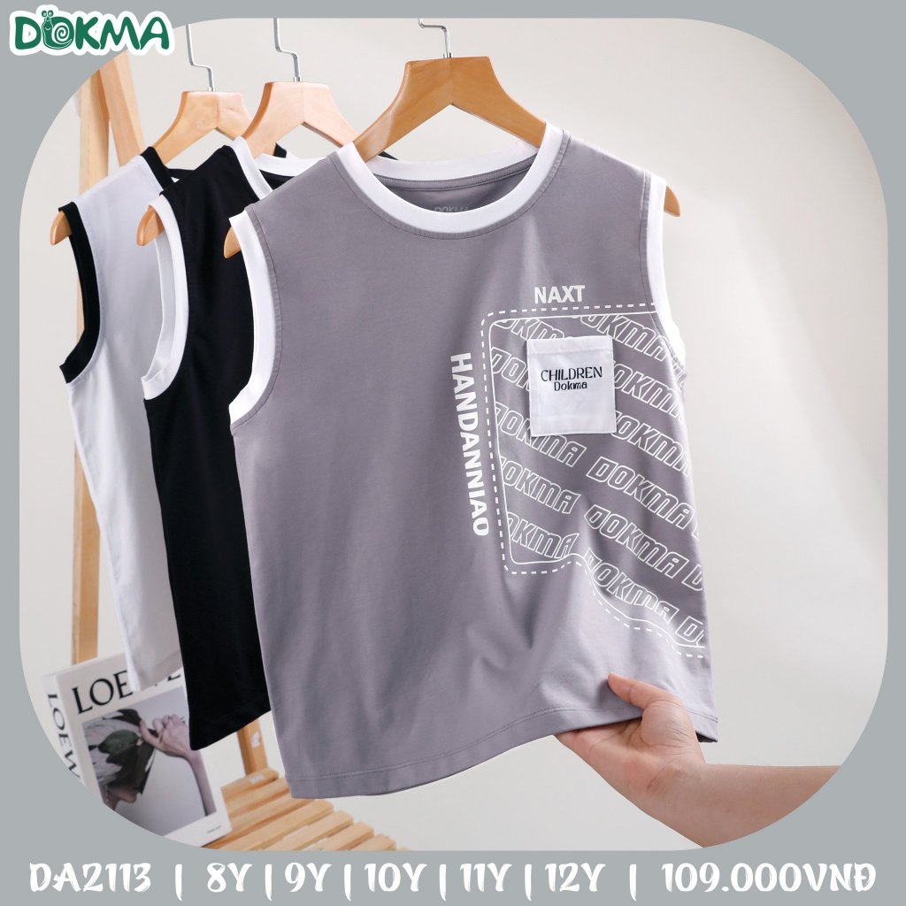 (25-42kg, 8-12Y) Áo Ba Lỗ, Áo Sát Nách Dáng Thể Thao Bé Trai Dokma DA1513 DA2113 DA2831 DA2910 DA3012