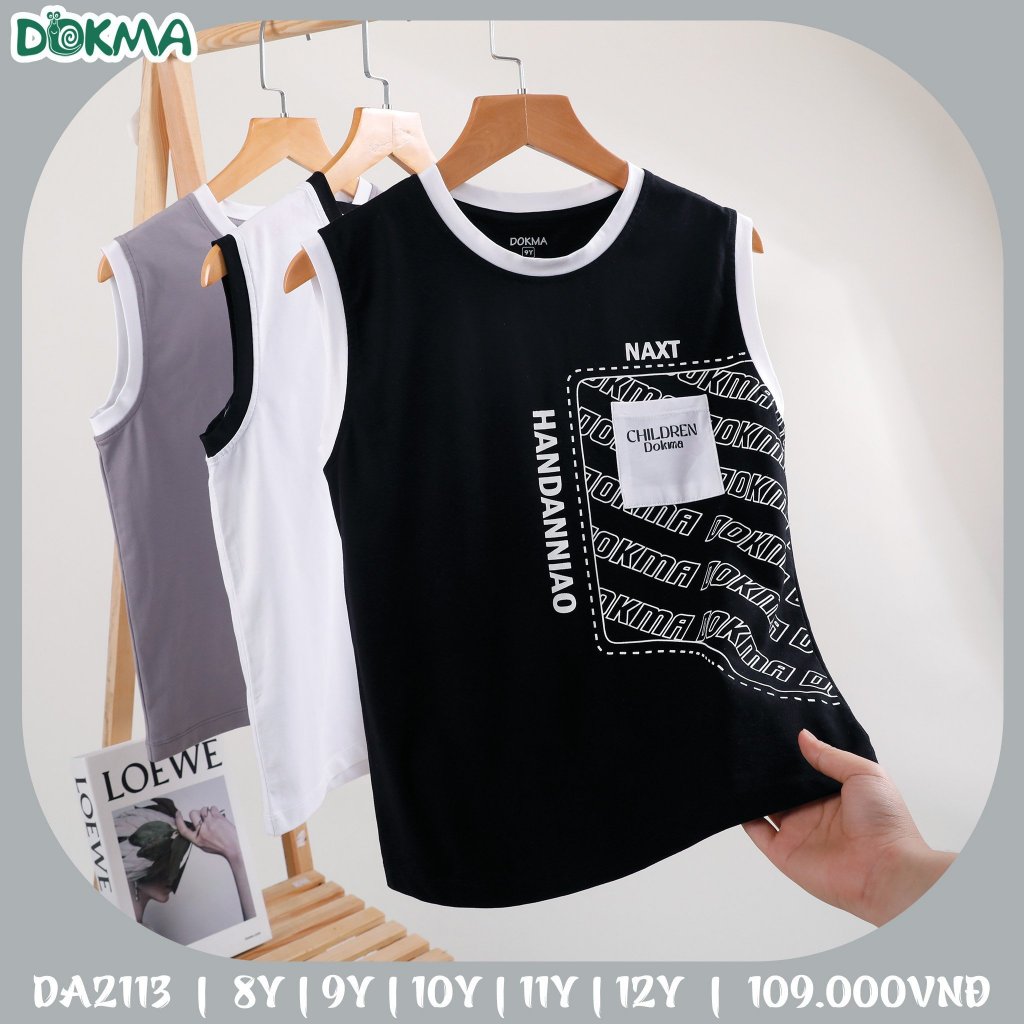 (25-42kg, 8-12Y) Áo Ba Lỗ, Áo Sát Nách Dáng Thể Thao Bé Trai Dokma DA1513 DA2113 DA2831 DA2910 DA3012