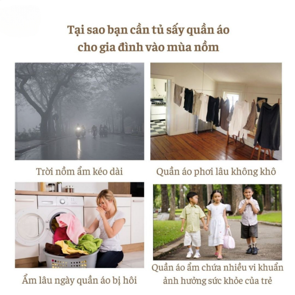 Tủ sấy quần áo Rowanto, Máy sấy quần áo cao cấp, Sấy quần áo nhanh khô và thơm Ion Âm khử sạch vi khuẩn trong mùa nồm ẩm
